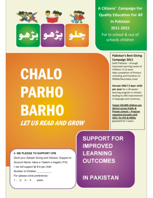 Chalo Parho Barho Education Campaign Donation Form