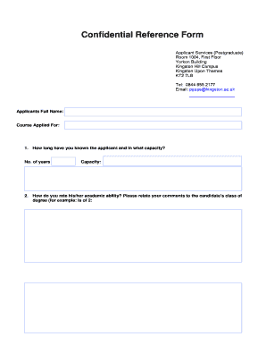 Confidential Reference Form