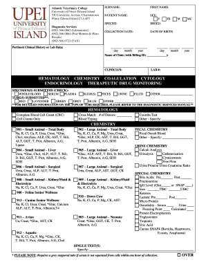 Veterinary Diagnostic Services Form