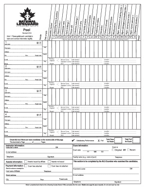 Lifesaving Society Pool Exam Form