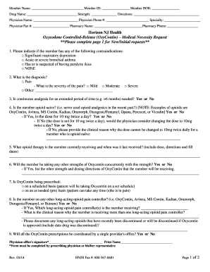 Oxycodone Controlled-Release Medical Necessity Request