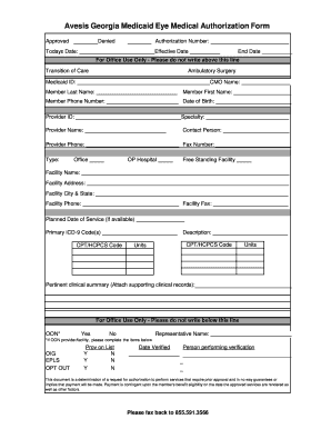Georgia Medicaid Eye Medical Authorization Form