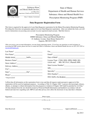 Maine Prescription Monitoring Program Data Requester Registration Form