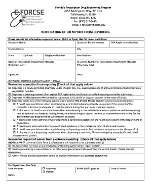 Florida Prescription Drug Monitoring Program Exemption Form