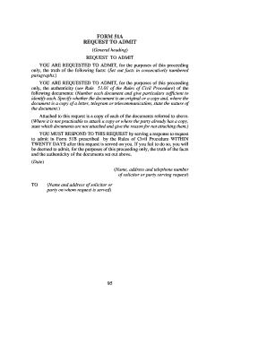 Request to Admit Form 51A