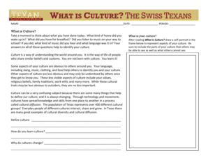 What is Culture? Student Worksheet