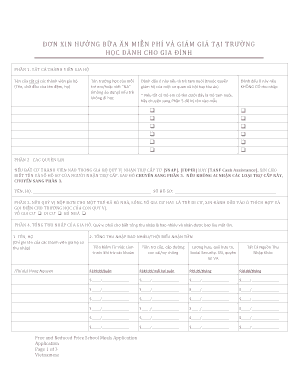 Free and Reduced Price School Meals Application