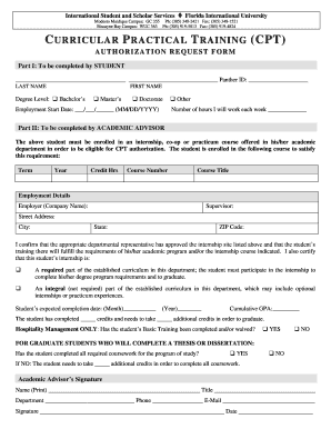 Curricular Practical Training Authorization Request Form