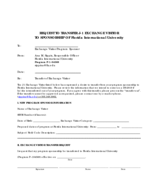 Request to Transfer J-1 Exchange Visitor