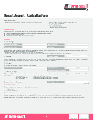 Deposit Account Application Form