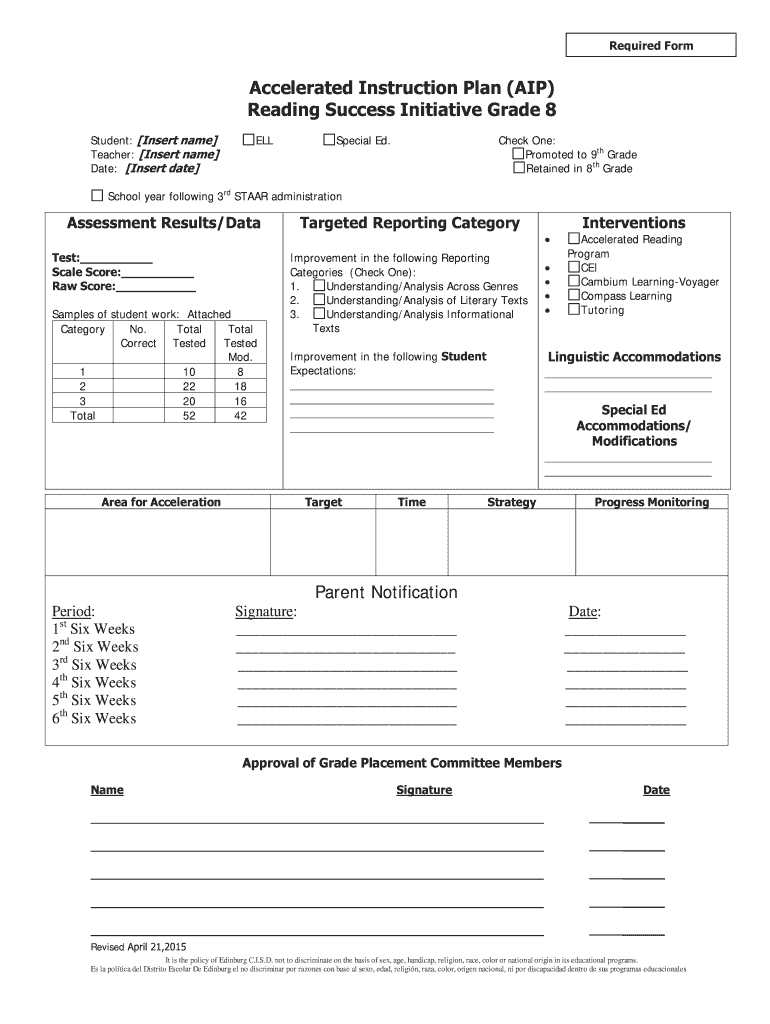  Hb 4545 Accelerated Instruction Plan Template Fill Online Printable 