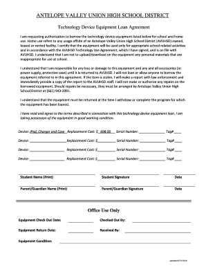 Antelope Valley Union High School District Technology Device Loan Agreement