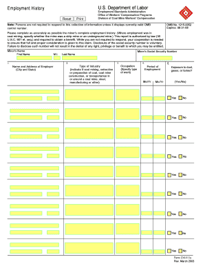 Coal Mine Workers' Compensation Claim Form