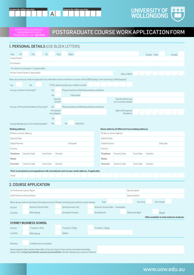 International Postgraduate Coursework Application Form