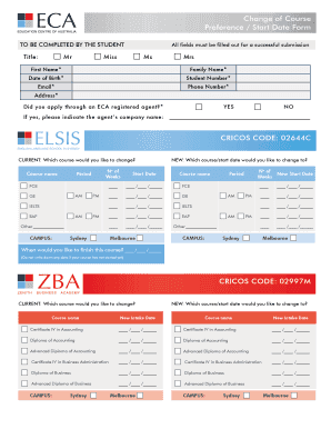 Change of Course Preference Form
