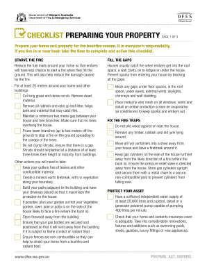 Bushfire Property Preparation Checklist