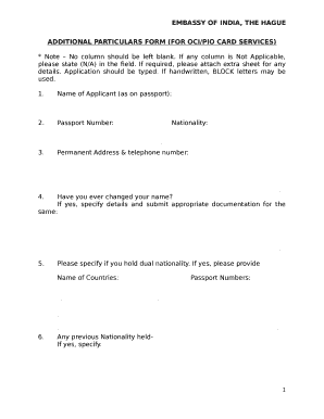 oci additional particulars form