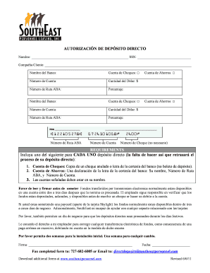 AUTORIZACIÓN DE DEPÓSITO DIRECTO