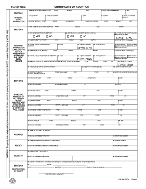 Texas Certificate of Adoption