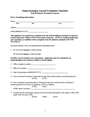 Endocrinologist Annual Evaluation Checklist