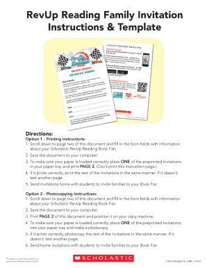 RevUp Reading Family Invitation Template
