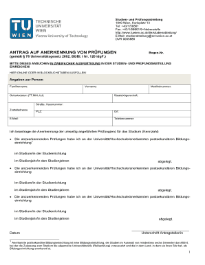 Antrag auf Anerkennung von Prüfungen