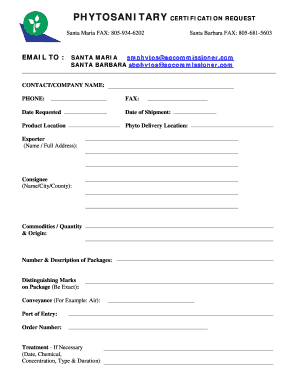 Phytosanitary Certification Request
