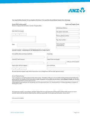 Export Credit Assignment of Proceeds Letter