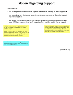Motion Regarding Support