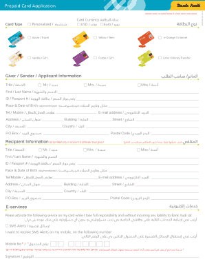 Prepaid Card Application Form