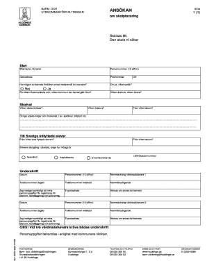 Swedish School Placement Application Form