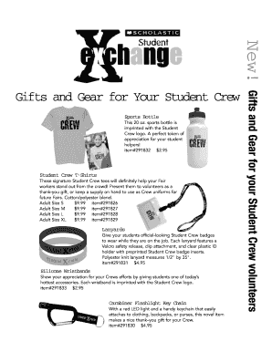 Student Crew Merchandise Order Form
