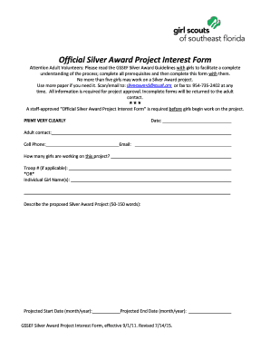 Official Silver Award Project Interest Form