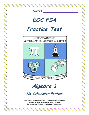 Algebra 1 EOC FSA Practice Test