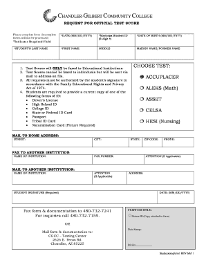 Request for Official Test Score