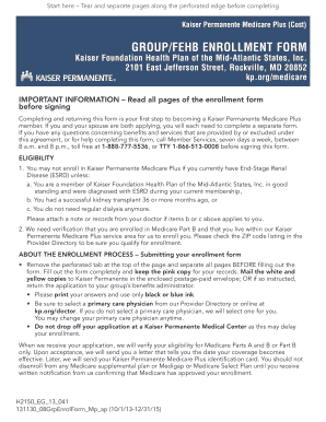 Kaiser Permanente Medicare Plus Enrollment Form
