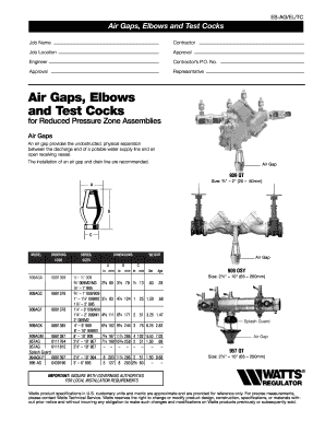 Air Gaps, Elbows and Test Cocks Form