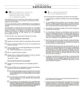 Formulaire pour la présentation d'une demande