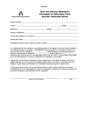 Over-the-Counter Medication Permission Form
