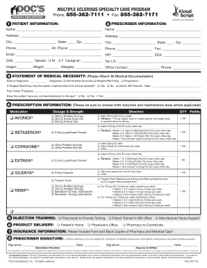 Multiple Sclerosis Specialty Care Program Form