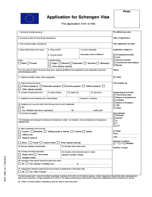 Schengen Visa Application Form