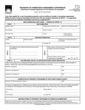 Florida Homestead Assessment Transfer Form