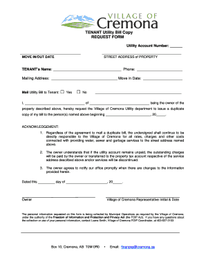 Format of friendly letter - TENANT Utility Bill Copy REQUEST FORM - cremona