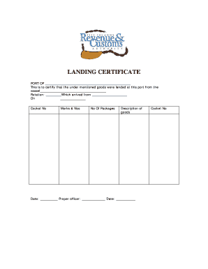 Landing Certificate