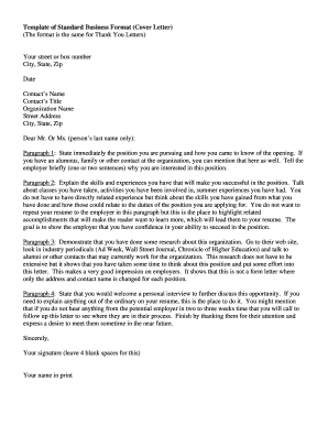 Standard Business Cover Letter Template