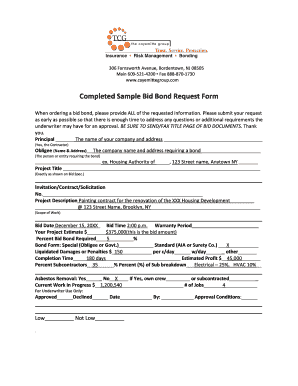Bid Bond Request Form