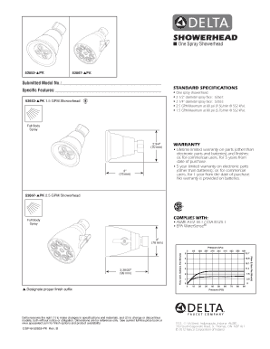 Showerhead Specification Sheet