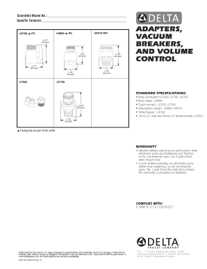 Vacuum Breaker Adapter Specifications