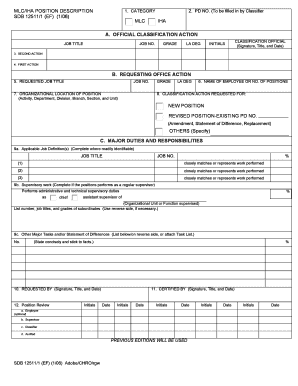 MLC/IHA Position Description Form