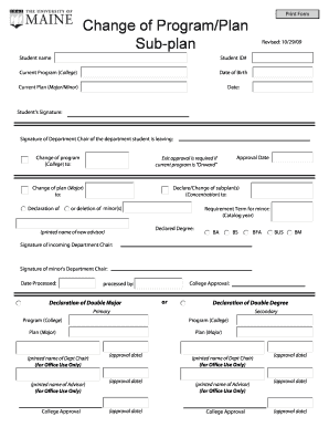 Change of Program/Plan Form